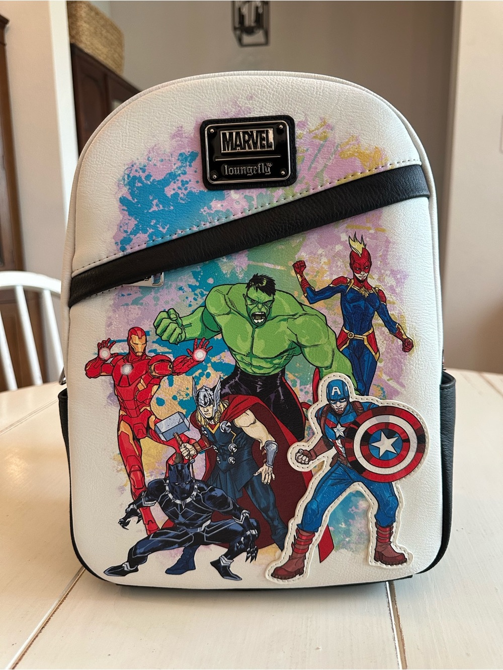 Loungefly White & Multicolor Marvel Avengers Backpack